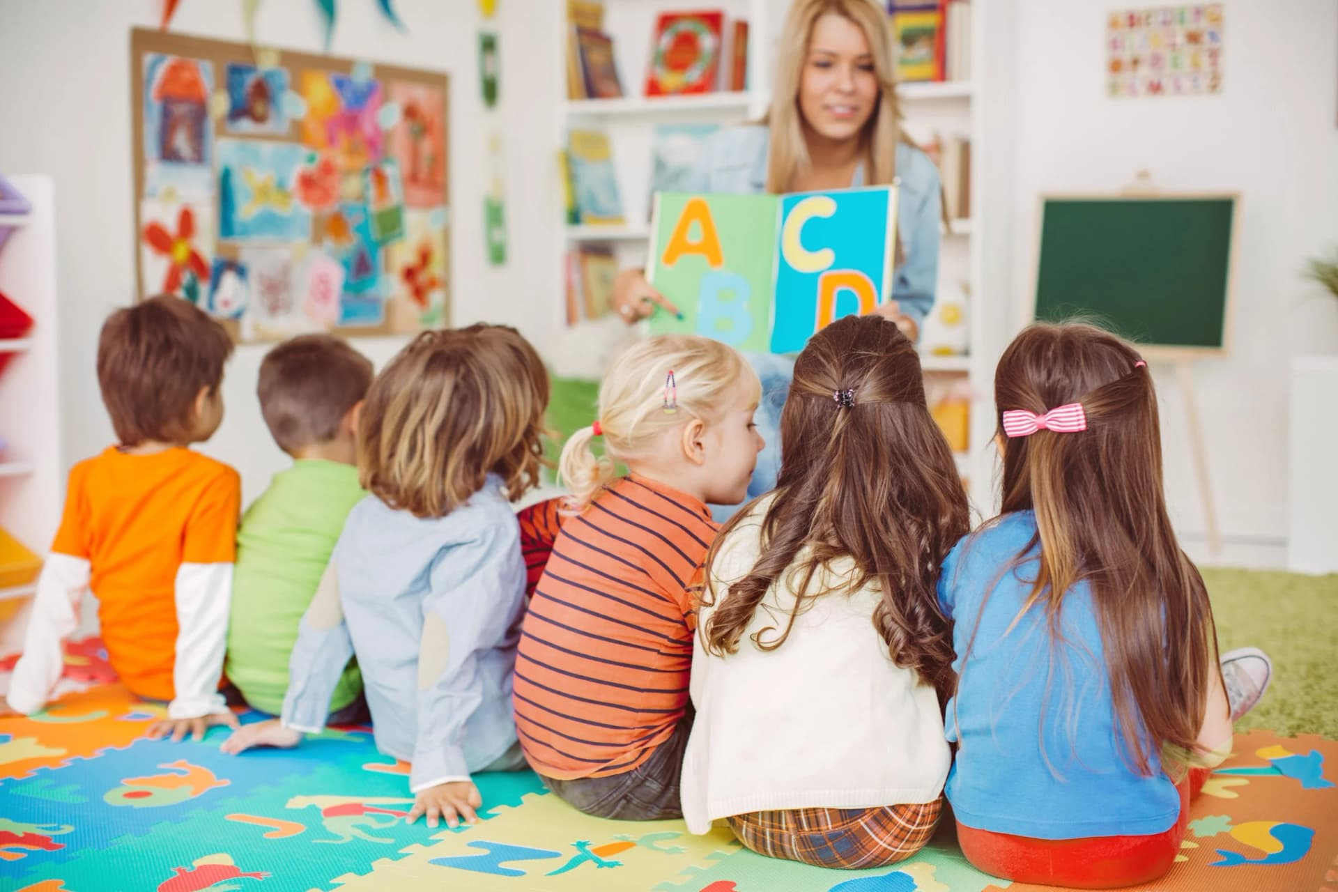 Children gathered together at story time