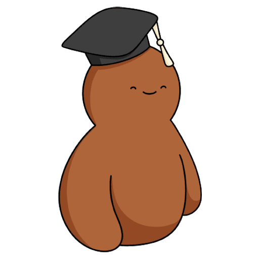 Mascot character wearing a graduation cap